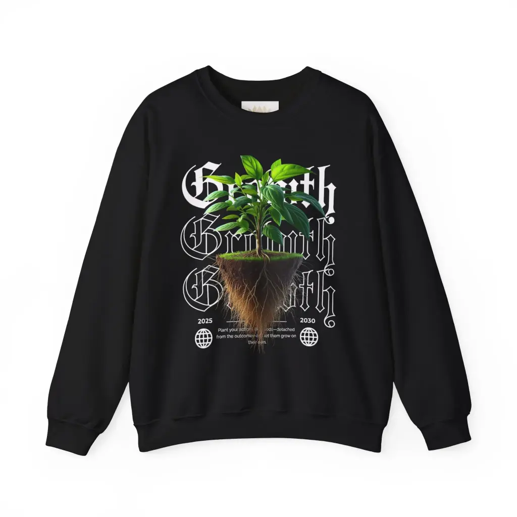 Growth Message Unisex Crewneck Sweatshirt | Eco-Friendly Design (Black, S)