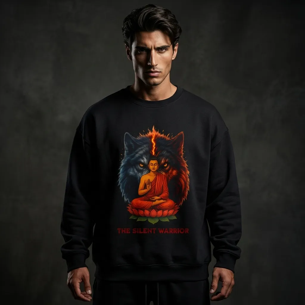 The Silent Warrior Crewneck Sweatshirt - Unisex Heavy Blend™ (Black, S)