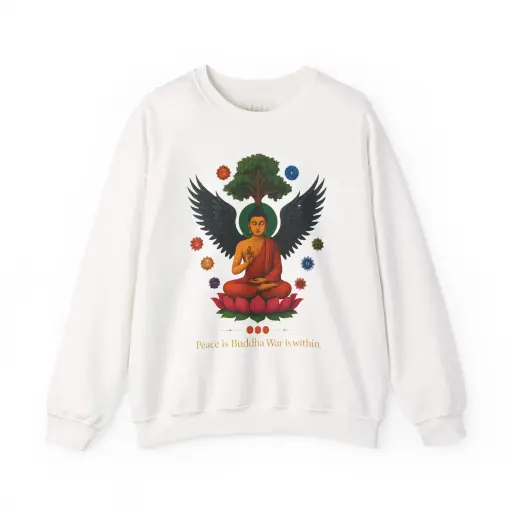 Unisex Peace & War Sweatshirt | Inspirational Buddha Design